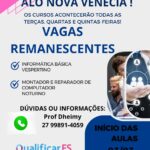 Últimas vagas para cursos gratuitos de Informática Básica e Montador de Computador pelo Qualificar ES em Nova Venécia