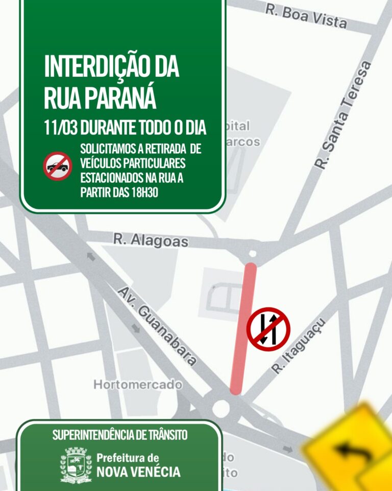 Prefeitura divulga cronograma de pavimentação asfáltica e interdição de ruas em Nova Venécia