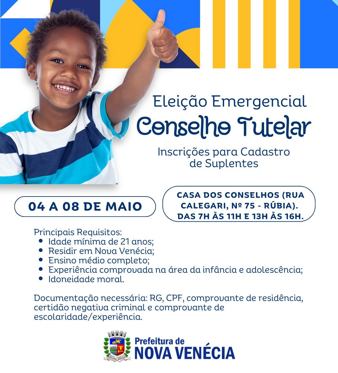 Leia mais sobre o artigo Conselho Tutelar de Nova Venécia terá novas eleições em caráter emergencial